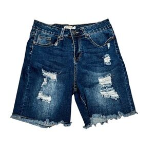 Juniors Celebrity Ace Sz 11/30 Jean Frayed Blue Jean Shorts Stylish Stretch Girl